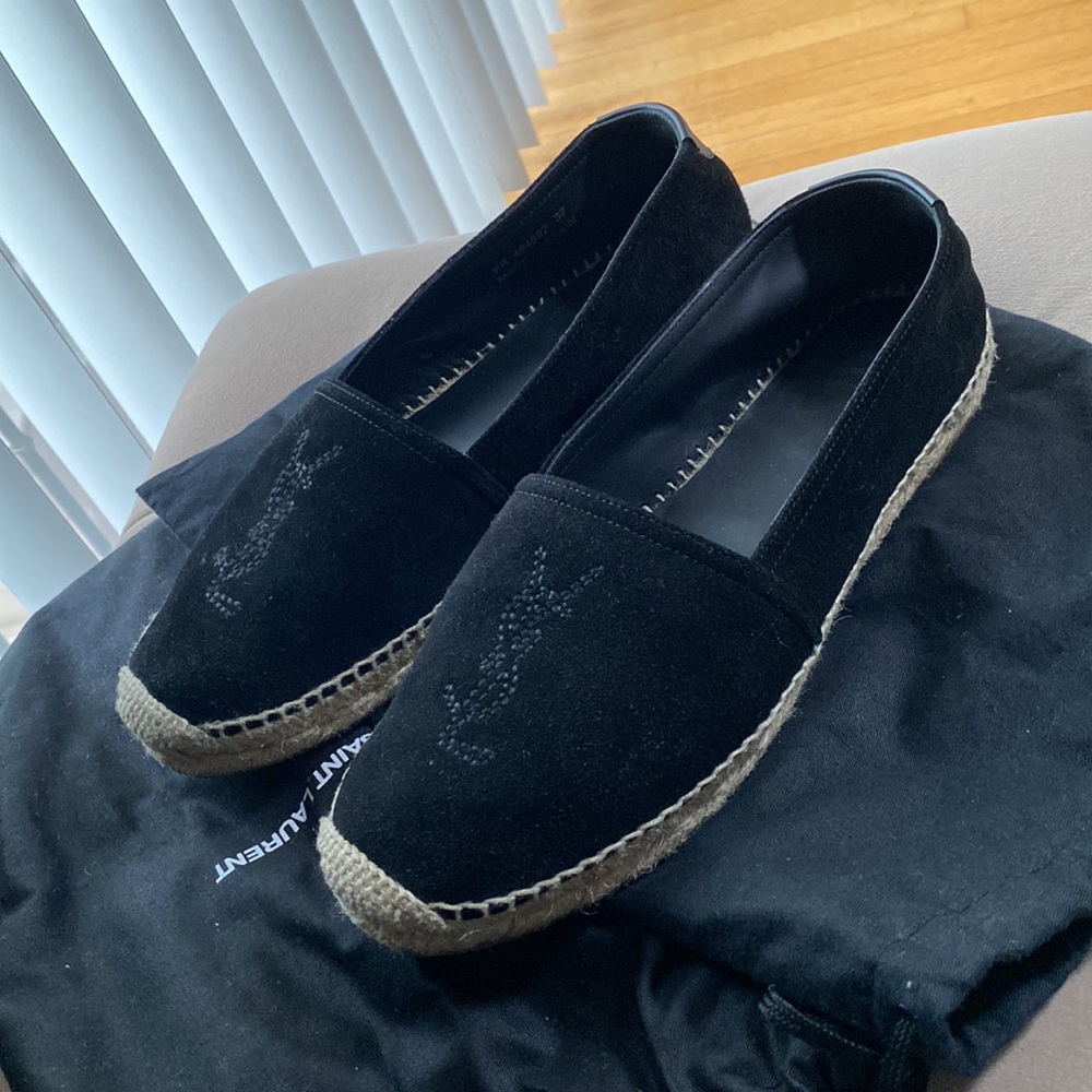 Saint Laurent black suede espadrille